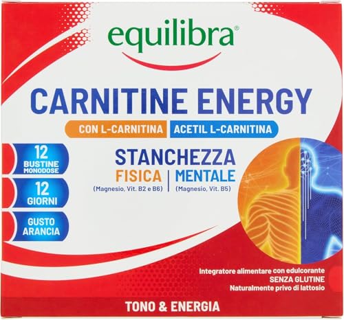 Equilibra, Carnitina, con L-Carnitina e Acetil L-Carnitina, 200mg, Integratore Energizzante,...