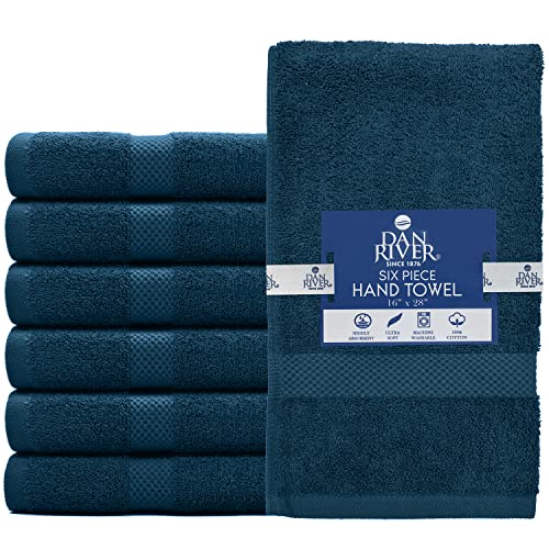 Image of DAN RIVER 6-Pack Premium Hand Towels (16x28 Inches) - 100% Cotton, Ultra Soft, Lightweight, Highly Absorbent Towels for Bathroom, Spa, Gym, Salon, Hotel, and Travel - Opal Blue