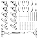 10 Stück Edelstahl Karabiner und Edelstahl Augplatte mit Öse - Wandöse Ösenplatte Mastplatte, Decksplatte Karabinerhaken Edelstahl Augenplatte Ösenplatte für Sonnensegel Befestigung,Wandbefestigung