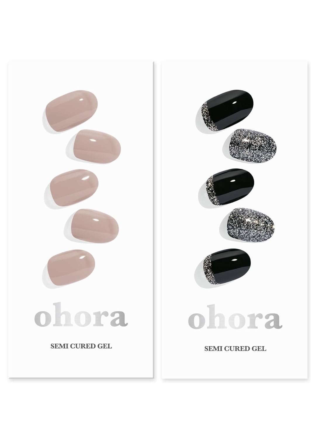 ohora Semi Cured Gel Nail Set of 2 (N Cream Beige & N Party Night) - Professional Salon-Quality Nail Care
