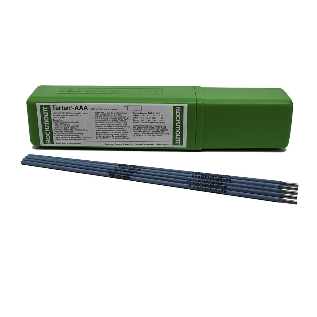 Electrodo de soldadura Tartan AAA: 1/20.3 cm de diámetro, para reparaciones de acero suave, 0.5 kg
