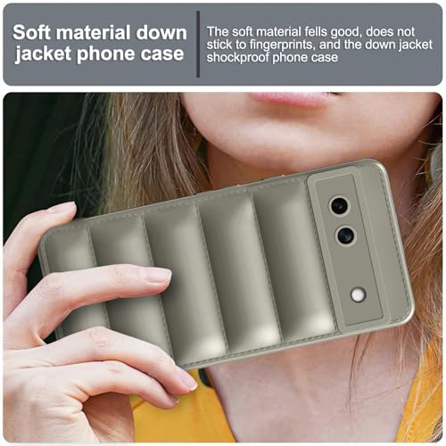 Image of Amazon Brand - Solimo Puffer Case Camera Protection Soft Back Cover for Google Pixel 7A - Natural Olive
