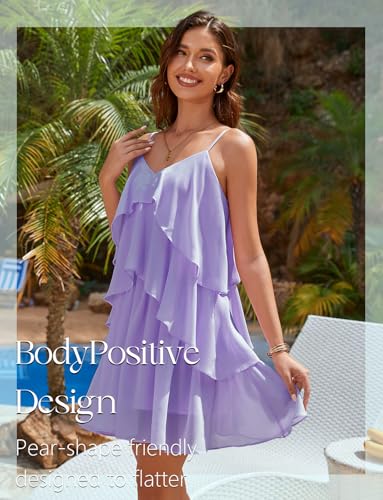 Image of DRESSTELLS Women's Cocktail Ruffle Tiered Dresses, Formal Wedding Guest Graduation Party Mini Dress