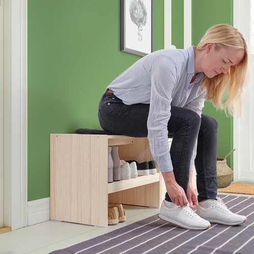 Amazon.co.jp: IKEA イケア ベンチ 靴収納付き パイン材 60x35x45 cm