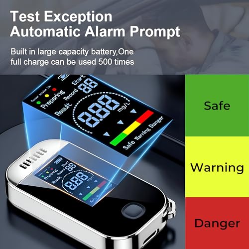 Image of Dewire Portable Digital Breathalyzer with 50 Test Memory, Non-Contact Testing, USB-C Charging, Professional Alcohol Breath Tester with HD Display - for Personal & Professional Use