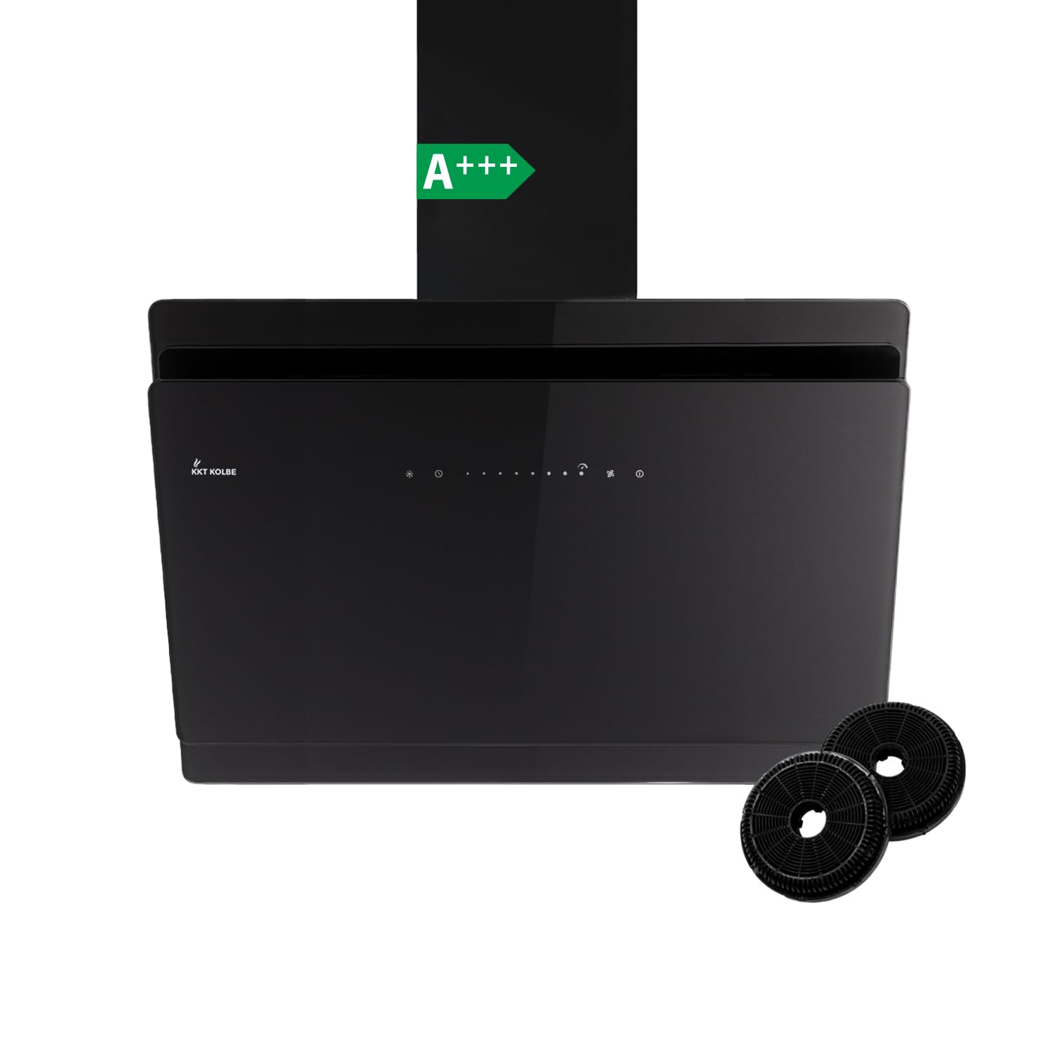 KKT KOLBE A+++ campana extractora de aire de escape de 80 cm, 782 cbm/h, convección, sin cabeza, cubierta de pared, cubierta inclinada, negro, vidrio, función de seguimiento automático, sensor, luces