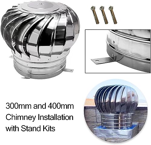 Tapa de Chimenea Ventilador de Techo eléctrico Tapa de ventilación para techos de Acero Inoxidable para Casas Fábrica Granja Estufas de Chimenea industriales Chimenea (Tamaño: 300