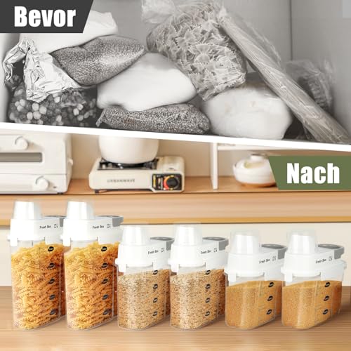 HQEUZ 2er Set Vorratsdose 1.8L Luftdicht Müslidose, Schüttdose Aufbewahrungsbox mit Messbecher für Lebensmittel wie Bohnen, Zucker, Reis, Nüsse, Snacks, Süßigkeiten oder Tierfutter (M. Grau)
