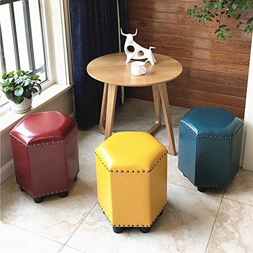 Taburete tapizado MU de cuero impermeable puf bajo cómodo para aliviar piernas cansadas 3
