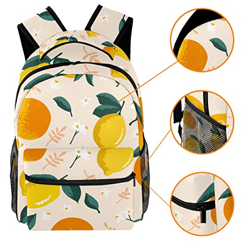 Sac à dos de voyage grand volume imprimé citron orange imperméable