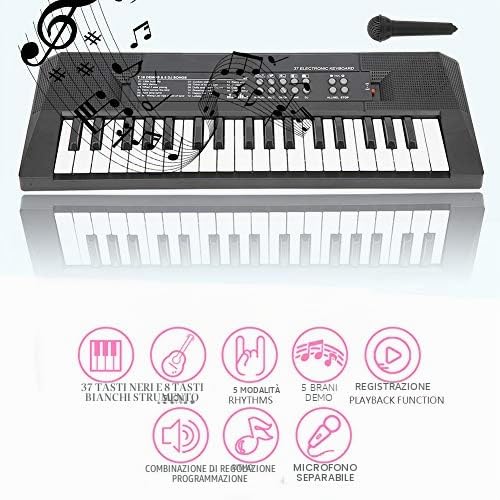 Tastiera elettronica, pianoforte digitale a 37 tasti con funzione di registrazione microfonica, adatto ai principianti per esercitarsi