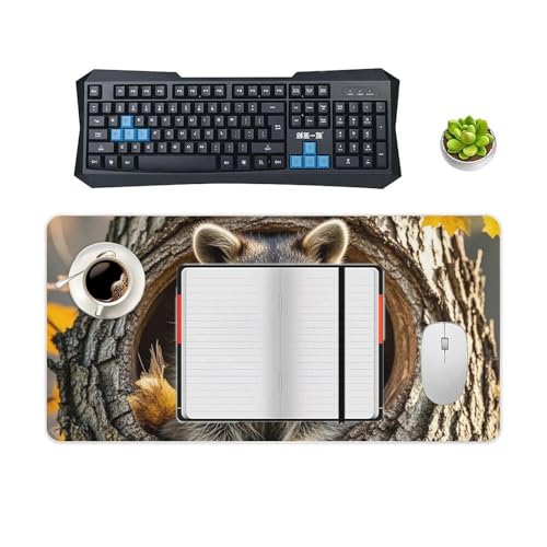 Desk Pad Protector 24x12 Inch Extended Raccoon Tree Hole miniatura 4