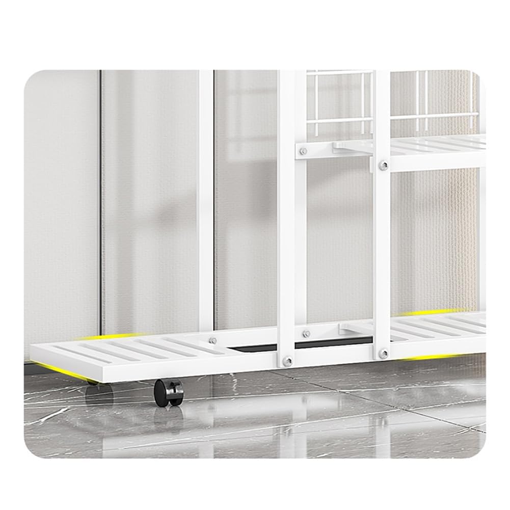 Support pour Plantes 11 Niveaux en métal,Étagère à Plantes intérieur sur 4 Roulettes Amovibles,Rangement pour plantes/présentoir à plantes pour jardin,balcon,parlor(120X114X26cm,Blanc)