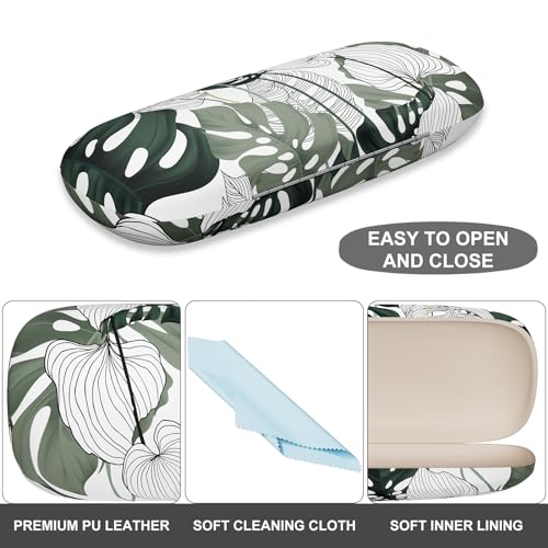 Image of Eyeglasses Case, Portable Hard Shell Protective Case for Glasses, Eyeglass Holder Box for Women with Cleaning Cloth