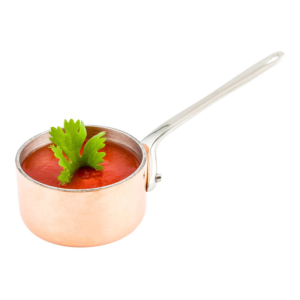 Restaurantware2 Ounce Mini Sauce Pan, 1 Copper Sauce Pan - Ergonomic Handle, Oven-Ready, Stainless Steel, No-Corrosion, For Sauces, Dips, Or Mini Dishes
