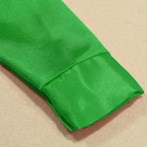 Kids Girls Sparkly Sequins Dance Top Boys Long Sleeve Button Down Shirt for Jazz Dance Long Sleeve (Green, 7-8 Years)4