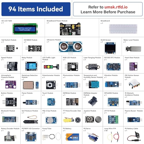 Image of SunFounder Universal Maker Sensor Kit Compatible with Arduino Mega 2560 /Uno R3 /R4 Minima /WiFi Nano, Raspberry Pi 5 /4B /3B+ /Zero 2 W /, Pico W, ESP32, C++, Python, MicroPython, Beginners & Engineers