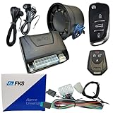 Alarme Automotivo Antifurto Completo Com Controle e Chave Canivete Bloqueador de Motor e Sirene Contra Roubos - FKS