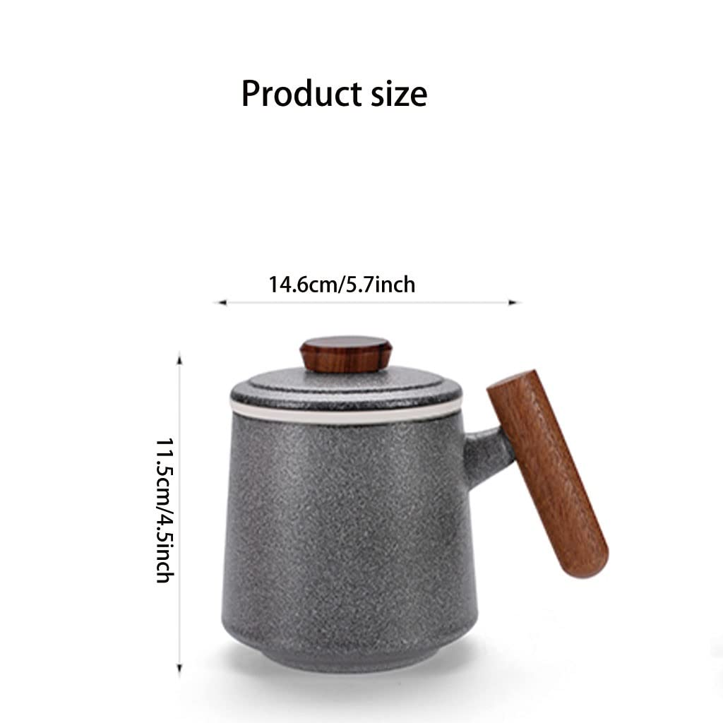 HSQMA Teebecher Mit Deckel, Keramik Teetasse Mit Deckel Porzellan Sieb Becher Aus Steinzeug Für Losen Tee Oder Teebeutel 400ml Keramik Teetasse Mit Holzgriff (Color : Blue)
