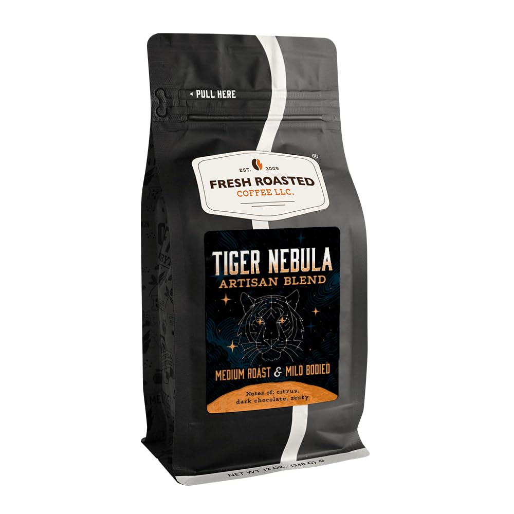 Fresh Roasted Coffee, Tiger Nebula, 12 oz, Medium Roast, Kosher, Whole Bean