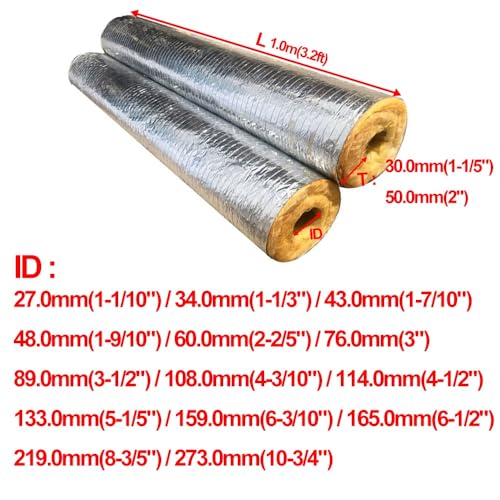 Aislamiento de tubería de lana de vidrio, diámetro interior de 27 mm a 273 mm, diseño precortado, envuelto en papel de aluminio para resistencia al calor