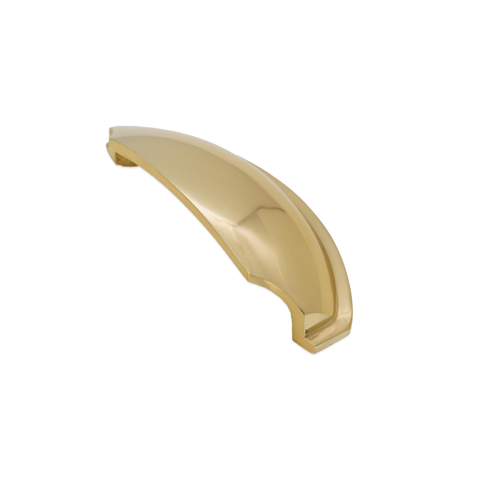 Infinity Decor Confezione da 4 pomelli in ottone lucido stile moderno mezza luna tulipano in ottone massiccio 150 mm – per armadio da cucina, credenza, cassetto maniglia porta