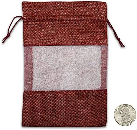 Miniatura 4 de TheDisplayGuys para tu vida moderna 12 paquete de pequeñas bolsas de regalo de arpillera de lino y organza con cordones (8.9x14 cm, Marrón) -