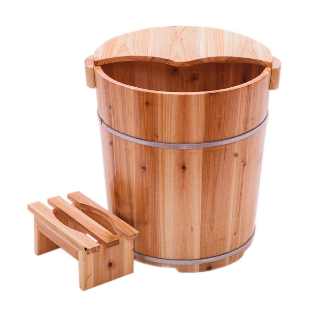 Buy FOOTDQ Foot Bath Barrel Wooden Foot Basin Foot Massage Basin 40CM High Fragrant Fir Barrel