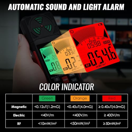 Image of 3-in-1 EMF ELF RF Meter, AC Electric Magnetic Radiation Field Detector Portable EMF Meter RF Detector for EF /RF /MF /WiFi Signal /Microwave, Emf Radiation Meter Suitable for Home, Office, Ghost Hunting