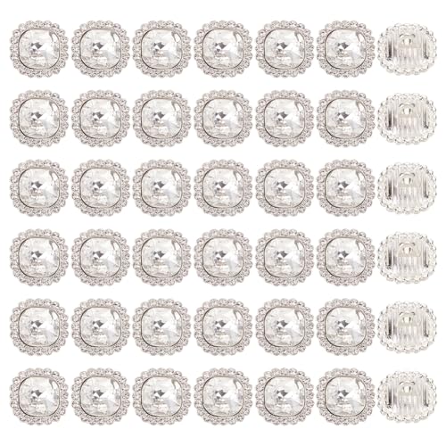 MAYJOYDIY 50 Pcs Square Rhinestone Crystal Buttons