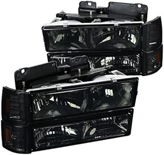 Spec-D Tuning 2LBCLH-GMC94G-SY GMC C10 Sierra Pickup Crystal Smoke Headlights Bumper Amber Corner Signal Lamps - coolthings.us