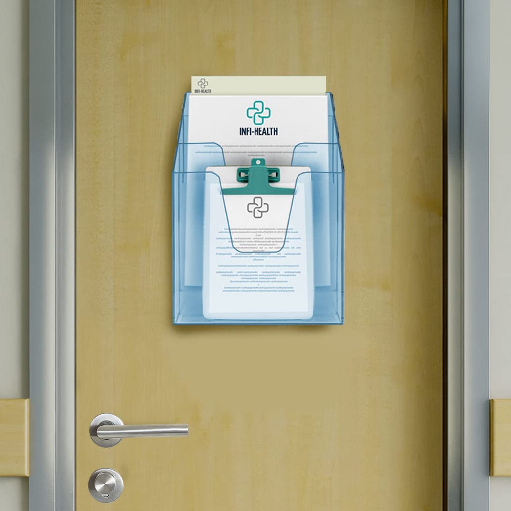 Acrimet Organizador vertical de triple carpeta de archivos (color azul transparente)