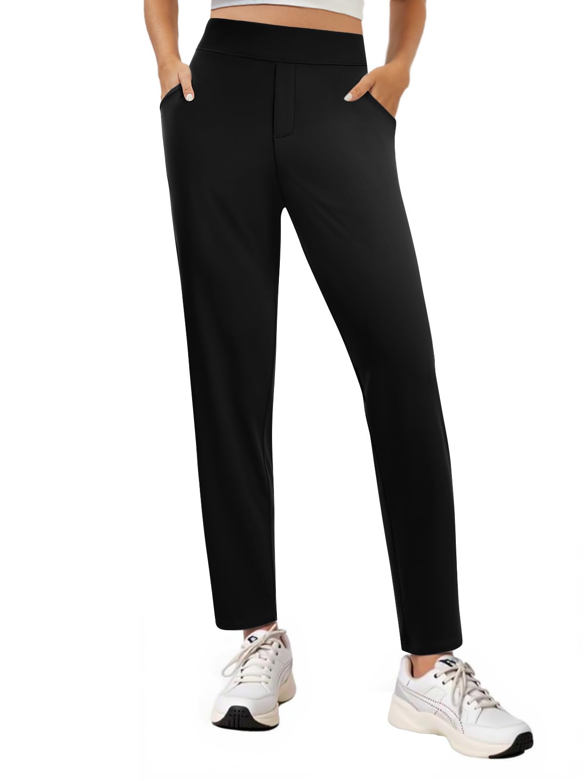 Womens Ankle Dress Pants with Pockets High Waist Work Pants Stretchy Business Casual Slacks Trousers
