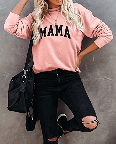 Image of Dressmine Womens Long Sleeve Mama Sweatshirts Fall Crew Neck Mom Shirts Cute Graphic Tees Pullover Hoodies