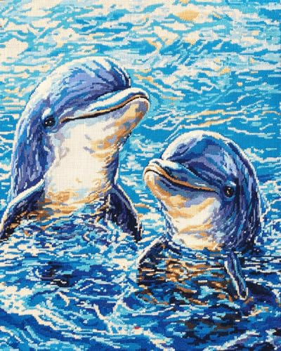 Diamond Painting Dauphin 5D Complet 40x50cm avec Strass Cristal pour Décoration Murale