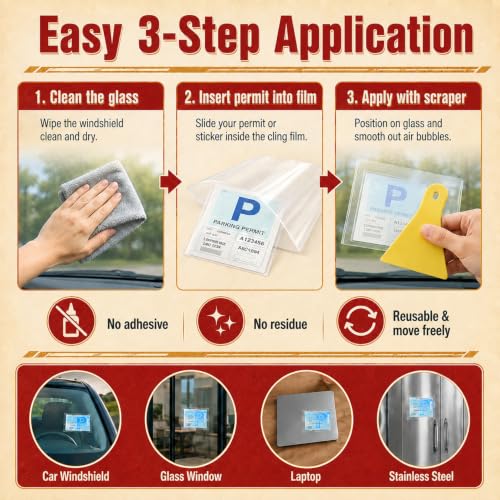 Image of PSLER Sticker Shield Windshield, Static Cling Window Film, 4x6 inch 20 Pack