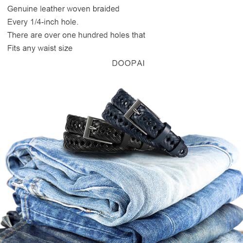 Image of DOOPAI Men's Braided Leather Dress Belt, Adjustable
