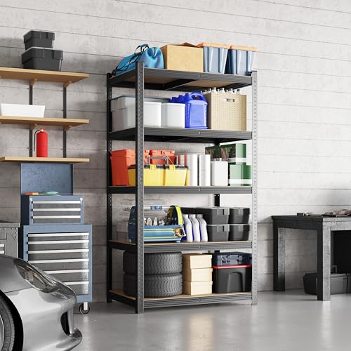 Yaheetech 5-Tier Storage Rack Garage Storage Shelving Units Adjustable Metal Shelving Unit, Steel Shelves for Workshop/Shed/Office, 170kg Per Shelf, Black - Image 3