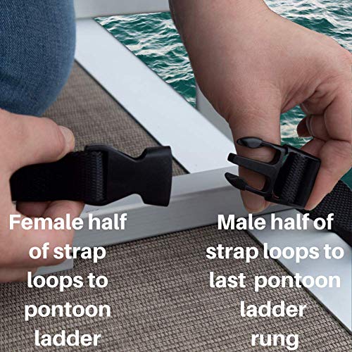 Ez-Xtend Pontoon Ladder Pull Up Strap Using Quick Release Buckle System - Made With Heavy Duty 4500 Lb Breaking Strength 1" Black Polyester Webbing, 250 Lb Quick Release Buckle, And Lifetime Thread #TOP5