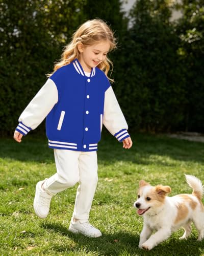 Image of Cromoncent Kids Varsity Baseball Jacket Colorblock Bomber Coat Unisex Boys Girls School Outwear, 18 Months - 14 Years