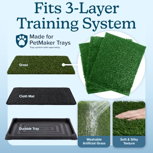Image of PETMAKER Artificial Grass Pee Pads for Dogs, 3 Pack, 44 inch x 26.5 inch | Replacement Turf Artificial Grass Pads for Indoor and Outdoor Use, Washable Dog Litter Box for Puppy Potty Training