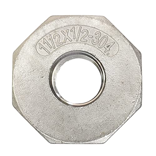 LOZOME 1-1/2\" Male x 1/2\" Female Thread Reducer Bushing Pipe Fitting, Adapter, Stainless Steel SS 304 NPT Reducer Bushing Pipe Hose Fitting - Thumbnail 5