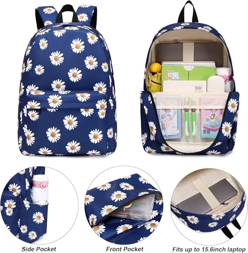 Image of 17-Inch School Backpack Set for Girls (3-in-1: Backpack + Lunch Bag + Pouch) | Padded Laptop Sleeve (Fits up to 16″) & Padded Shoulder Straps | Perfect for School, College & Travel