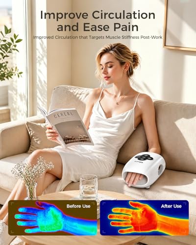 Miula Cordless Hand Massager with Compression Soothing Heating Adjustable Modes for Daily - image 3