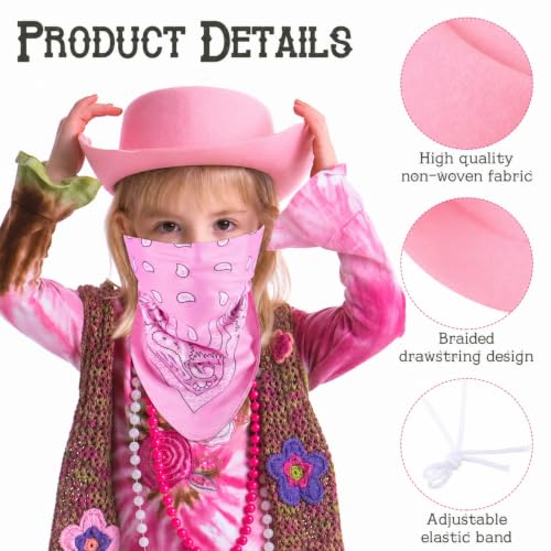 Image of Coume 24 Pieces Cowboy Hats and Bandanas, Pink