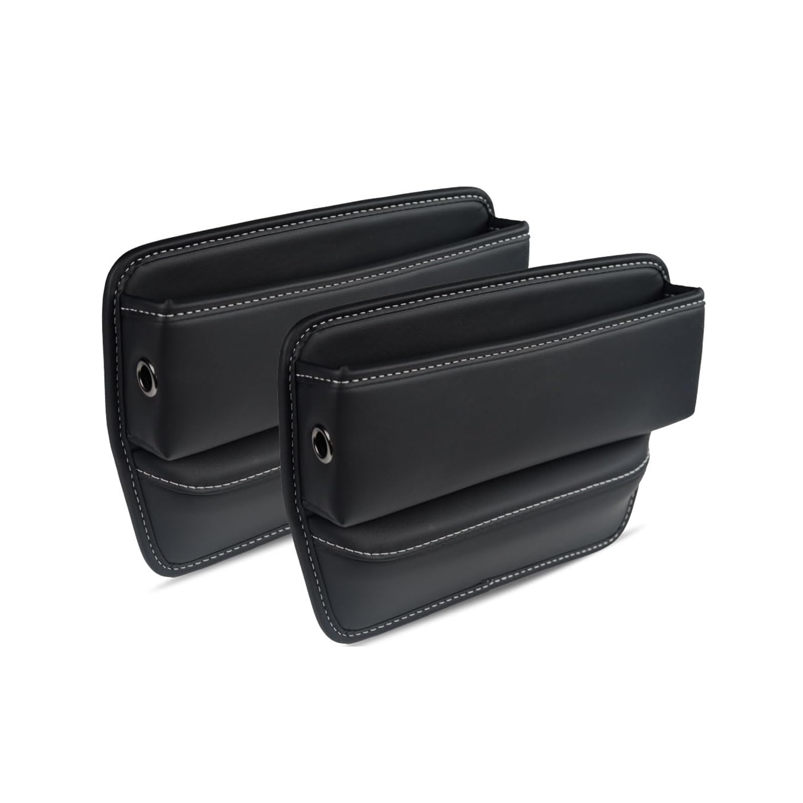 Aputoxz Car Seat Gap Filler Organizer 2 PackβPU Leather Storage Box for Extra Space Between SeatsβUniversal Fit Seat Organizer for Cars,SUVs,and TrucksβPrevents Items from Falling,Easy to Install