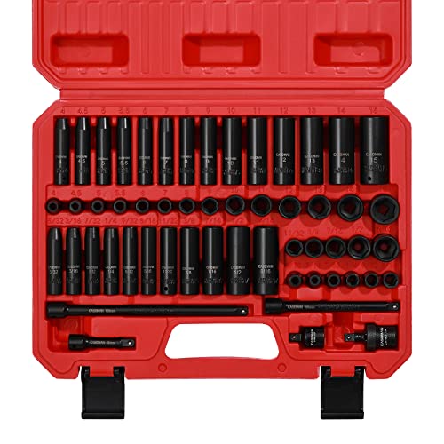 CASOMAN 55PCS 1/4-Inch Drive Impact Socket Set, Shallow & Deep, 5...