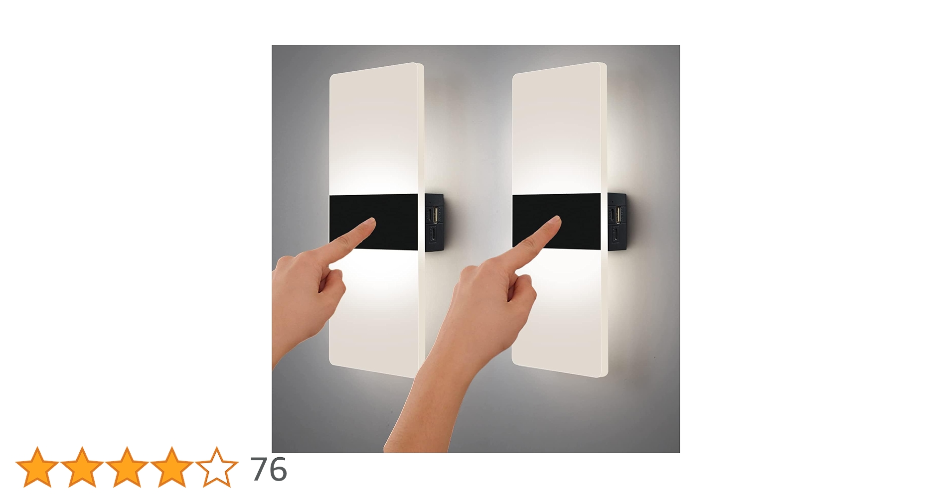 VOMI Touch Wall Light Indoor Self-Adhesive Magnetic Rechargeable Wireless LED Wall Lamp Acrylic Modern Dimmable Wall Lighting 6000 K For Living Room Bedroom Staircase Hallway White 1 Pack