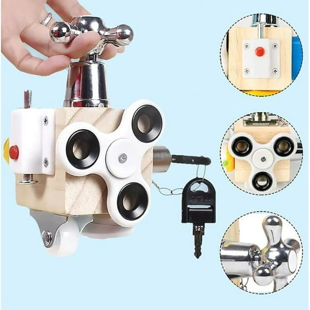 Image of Busy Cube for Kids Montessori Toy Sensory Busy Board Travel Toy for Toddlers (White)