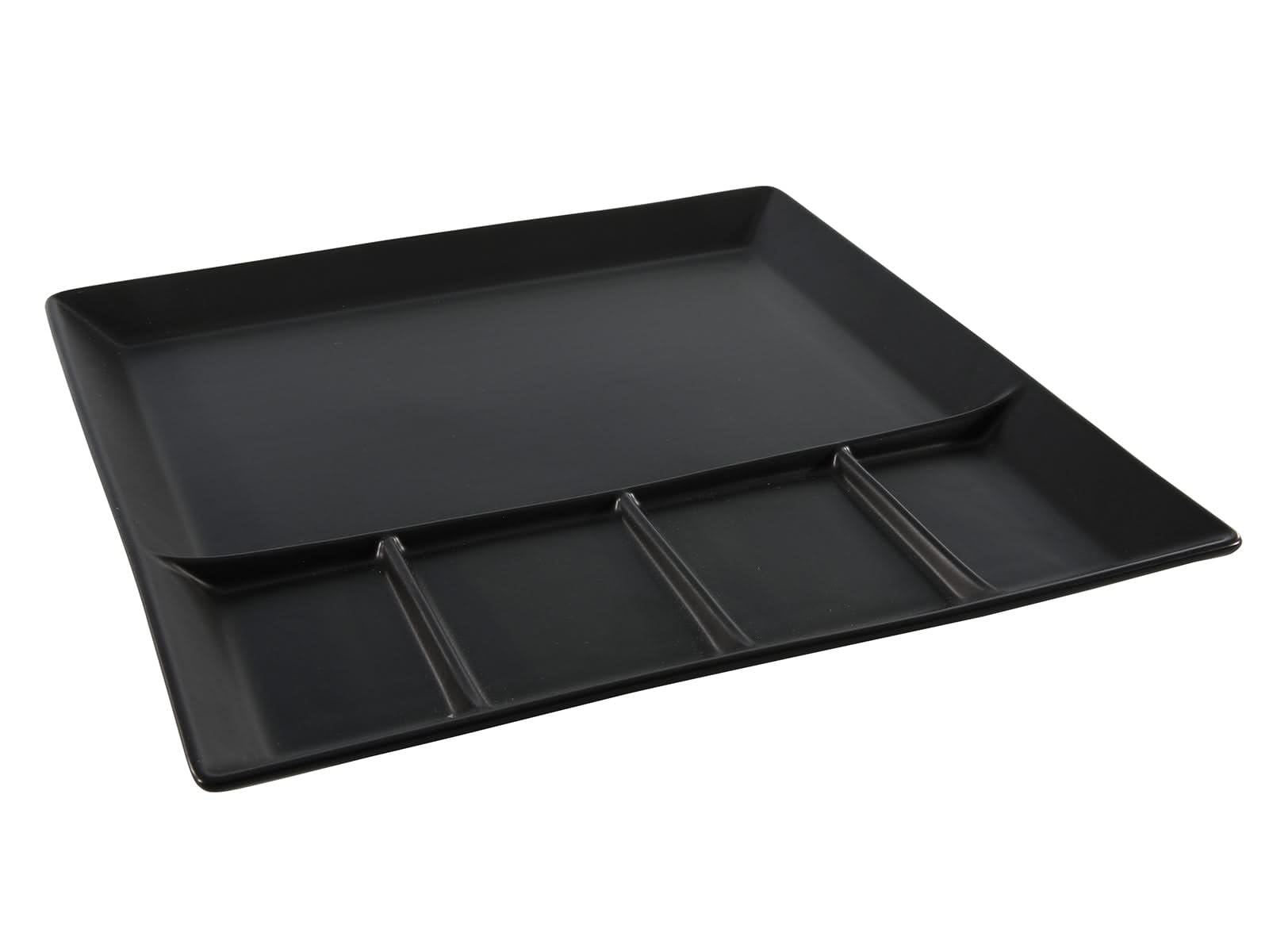 BBQ-Teller/Fondueteller/Gourmetteller - 5 Fächer - Schwarz - 24 x 24 cm